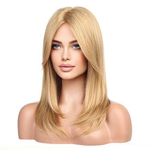 Load image into Gallery viewer, Layered Golden Blonde Wig with Curtain Bangs
