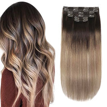Load image into Gallery viewer, Silky Straight Human Hair Clip in Hair Extensions
