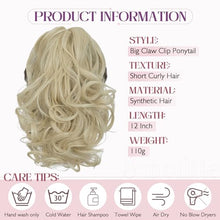 Load image into Gallery viewer, 12” Short Curly Claw Ponytail Extension Clip In On Hairpiece

