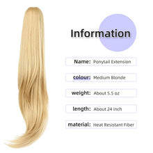 Load image into Gallery viewer, Straight Natural Looking ponytail extension, claw clip