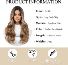 Load image into Gallery viewer, OUFEI Ombre Dark Blonde Curly Heat‑Resistant Synthetic Wig