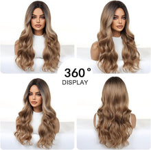 Load image into Gallery viewer, OUFEI Ombre Dark Blonde Curly Heat‑Resistant Synthetic Wig