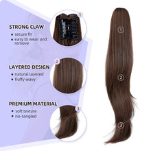 Load image into Gallery viewer, Straight Natural Looking ponytail extension, claw clip
