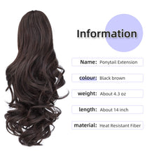 Load image into Gallery viewer, Straight Natural Looking ponytail extension, claw clip