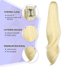 Load image into Gallery viewer, Straight Natural Looking ponytail extension, claw clip
