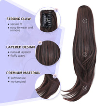 Load image into Gallery viewer, Straight Natural Looking ponytail extension, claw clip