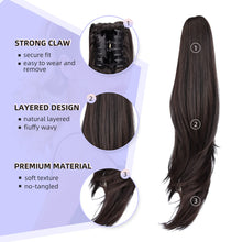 Load image into Gallery viewer, Straight Natural Looking ponytail extension, claw clip