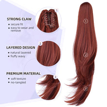 Load image into Gallery viewer, Straight Natural Looking ponytail extension, claw clip
