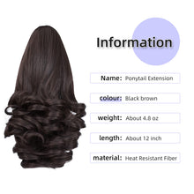 Load image into Gallery viewer, Straight Natural Looking ponytail extension, claw clip