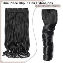 Load image into Gallery viewer, Synthetic One Piece 24" 3/4 Full Head Curly Wave Clip in Hair Extensions