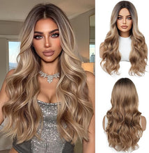 Load image into Gallery viewer, OUFEI Ombre Dark Blonde Curly Heat‑Resistant Synthetic Wig