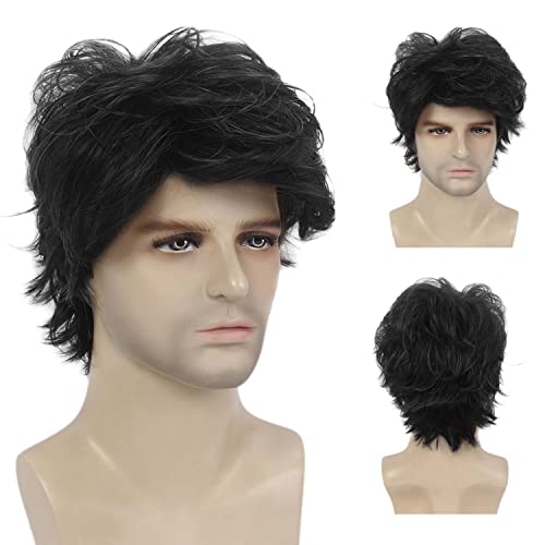 Mens Layered Wavy Synthetic Fiber Full Wig Wig Store All Products