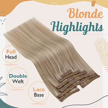 Load image into Gallery viewer, Double Weft Ash Blonde Mix Bleach Blonde Human Hair Clip on Hair Extensions Wig Store
