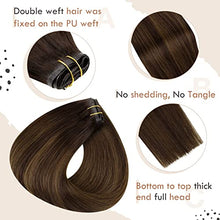 Load image into Gallery viewer, Clip in Balayage Chocolate Brown to Caramel Blonde and Brown Human  Hair Extensions Wig Store
