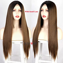 Load image into Gallery viewer, Straight Long Ombre Brown wig with middle part Wig Store
