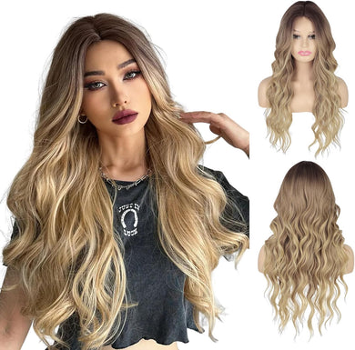 Ombre Blonde Wavy WIg with Middle Part