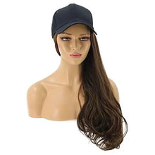 Load image into Gallery viewer, baseball cap with long curly wavy hair synthetic wig
