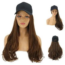 Load image into Gallery viewer, baseball cap with long curly wavy hair synthetic wig mixed blonde
