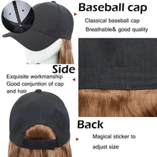Load image into Gallery viewer, baseball cap with long wavy hair extension
