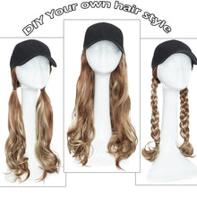 Load image into Gallery viewer, baseball cap with long wavy hair extension
