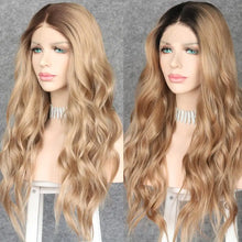 Load image into Gallery viewer, beach waves long wavy synthetic lace front wig
