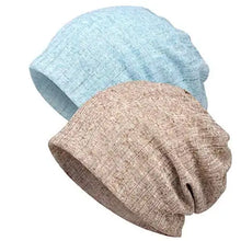 Load image into Gallery viewer, beanie chemo hats - 2 pack solid color-blue/khak
