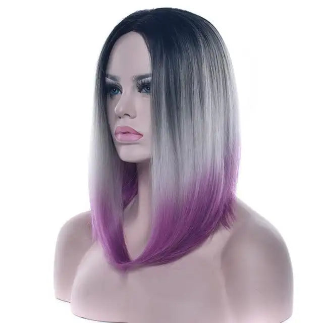 black ombre rooted to pastel shade cosplay wig wig-60 / 16inches