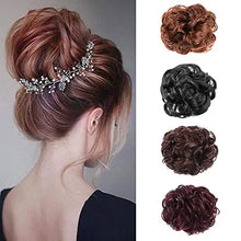 Load image into Gallery viewer, claw clip hair bun extension wine red

