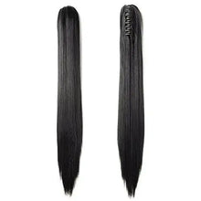 Load image into Gallery viewer, clip in jaw ponytail hairpiece hair extension 22 inch / dark black/straight
