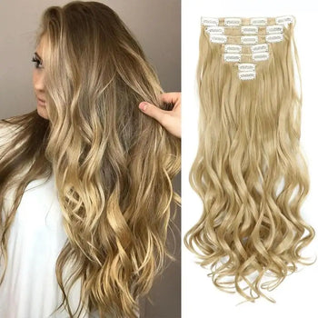 clip-on hair extensions 6pc set