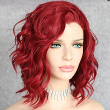 Load image into Gallery viewer, free parting curly hand-tied heat resistant fibre wig