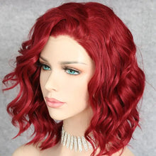 Load image into Gallery viewer, free parting curly hand-tied heat resistant fibre wig