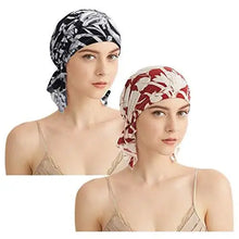 Load image into Gallery viewer, headwrap bandana beanie cap styled headcover black+red
