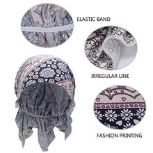 Load image into Gallery viewer, headwrap bandana beanie cap styled headcover brown+navy
