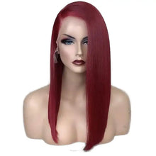 Load image into Gallery viewer, henna red wig side part synthetic lace front wig with natural hairline