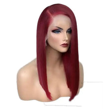 Load image into Gallery viewer, henna red wig side part synthetic lace front wig with natural hairline