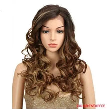 Load image into Gallery viewer, leah side part heat friendly long curly wig tstoffee / 22inches
