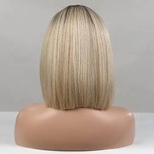 Load image into Gallery viewer, light ombre blonde lace front bob wigs with middle part