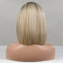 Load image into Gallery viewer, light ombre blonde lace front bob wigs with middle part
