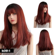 Load image into Gallery viewer, lily long straight wig with bangs lc201-1 / 18inches / canada
