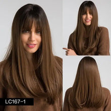Load image into Gallery viewer, lily long straight wig with bangs lc167-1 / 18inches / canada
