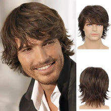 Load image into Gallery viewer, long layered mens synthetic wig with full bangs zy-109 shorter layers / 14inches
