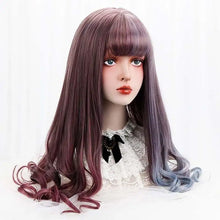 Load image into Gallery viewer, long purple blue ombre lolita cosplay wig
