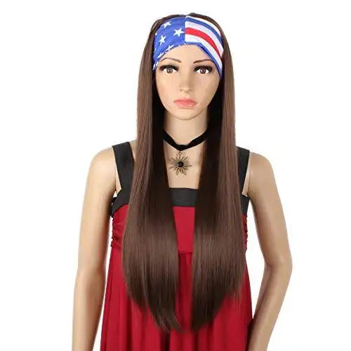 long wig with headband 24 inch headband wig / 8# silky straight wig