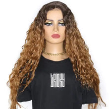 Load image into Gallery viewer, lucia 26 inch lace front curly middle part ombre blonde brown wig t1b30 / 150% / part / ca / 1 pc