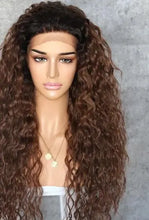 Load image into Gallery viewer, mackenna futura fiber curly heat resistant lace front wig ombrebrown / 150% / lace front / 26inches
