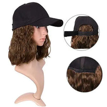 Load image into Gallery viewer, medium long wavy hair with baseball cap jet black
