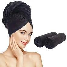 Load image into Gallery viewer, microfiber hair towel wrap 20inchx40inch / blackx2
