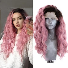Load image into Gallery viewer, millie rose - ombre pink wig body wave synthetic lace front heat resistant fiber wig