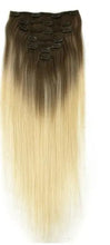 Load image into Gallery viewer, natural straight double drawn remy ombre clip in human hair extensions t8a-60pt8a-60 / 110g/set / &gt;=60%
